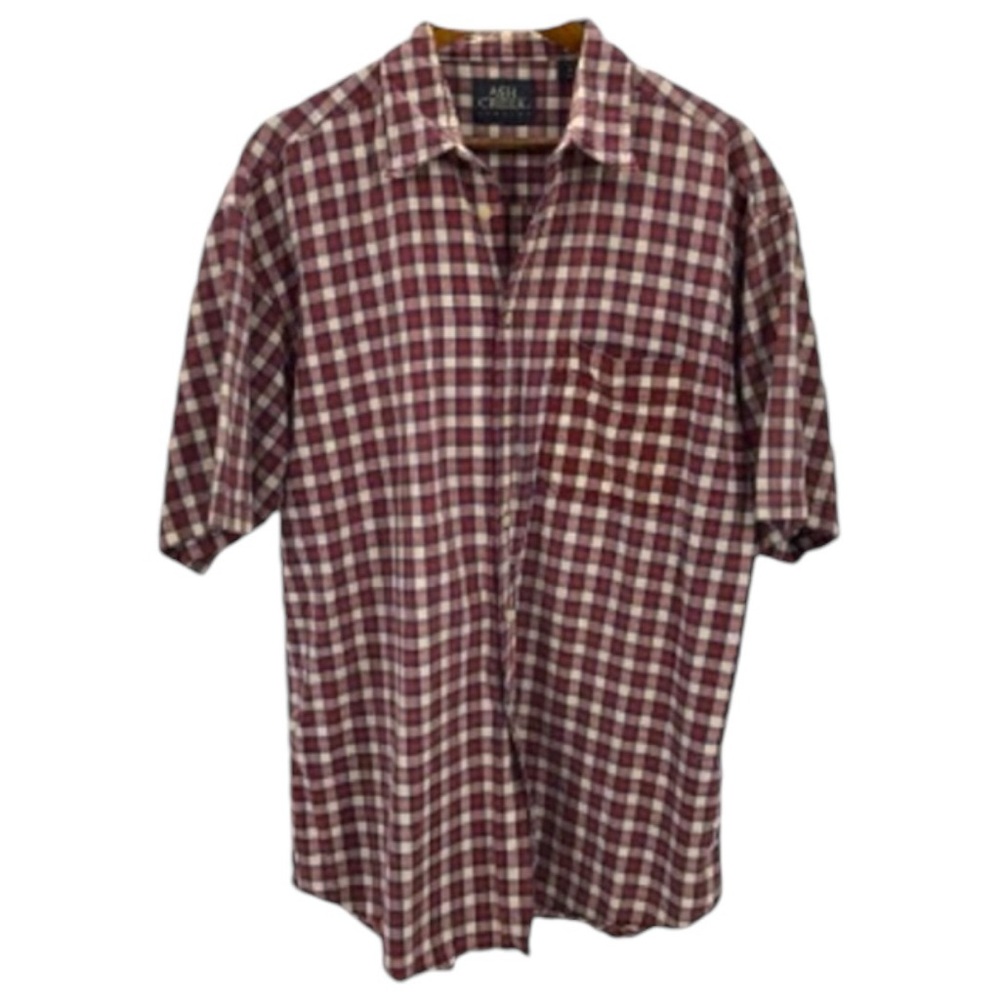 ASH CREEK Vintage Red and White Checkered Short Sleeve Button Up Shirt Large